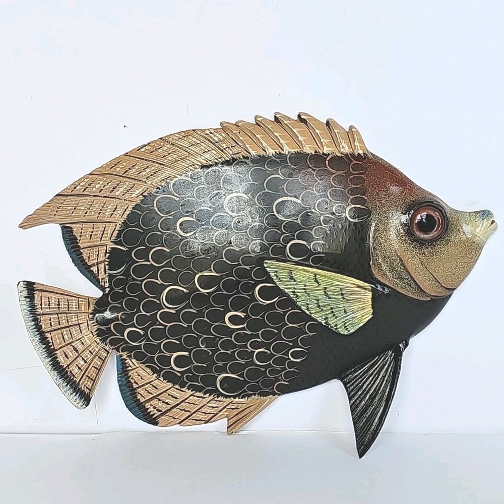 9" Metal Fish Wall Figurine Ocean Beach Lake Vacation‎ Brown Spots 1613